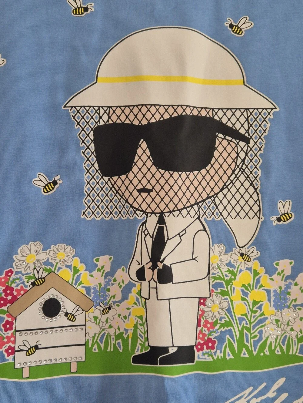 Karl Lagerfeld Paris Sky Blue Crewneck Tee, Size S